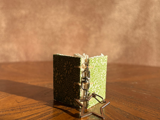 Green Flowers Journal Keychain